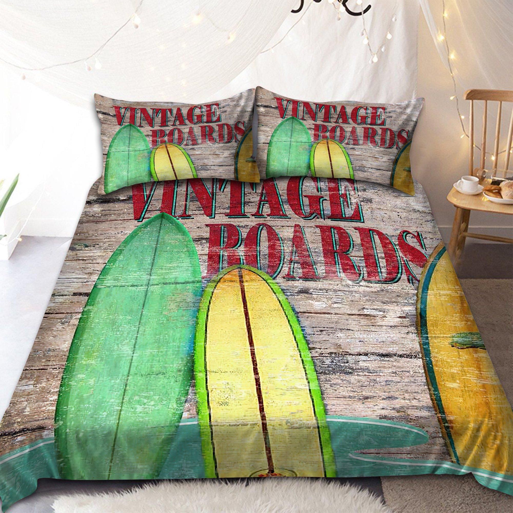 Surfboard Vintage Board Duvet Cover Bedding Set