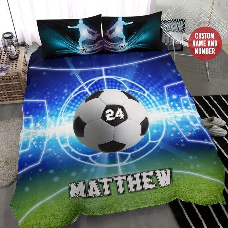 Personalized Soccer Cool Custom Name And Number Duvet Cover Bedding Set