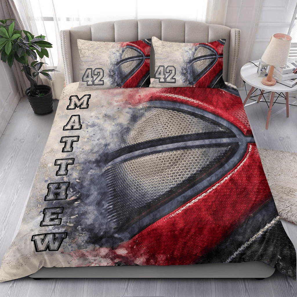 Personalized Basketball Disappear Custom Duvet Cover Bedding Set With Your Name And Number