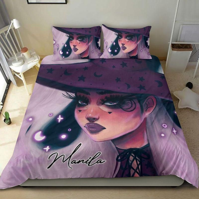 Personalized Magic Girl Purple Duvet Cover Bedding Set Custom Name