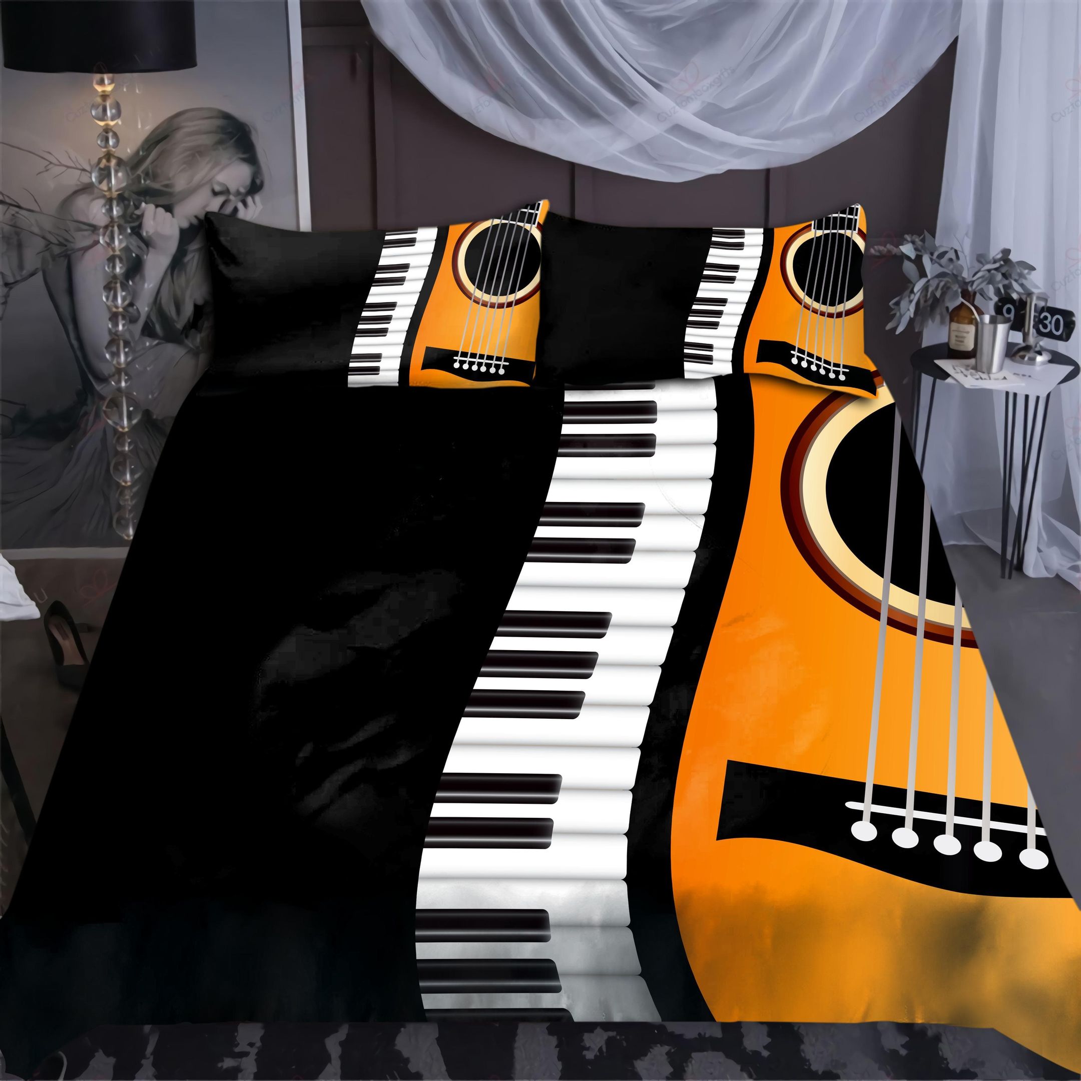 Guitar And Piano Bedding Duvet Cover Bedding Set
