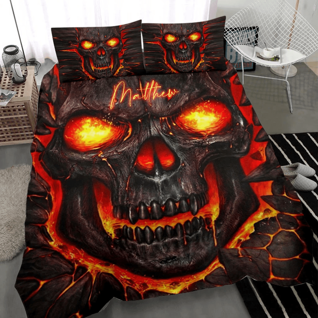 Lava Skull Fire Duvet Cover Bedding Set