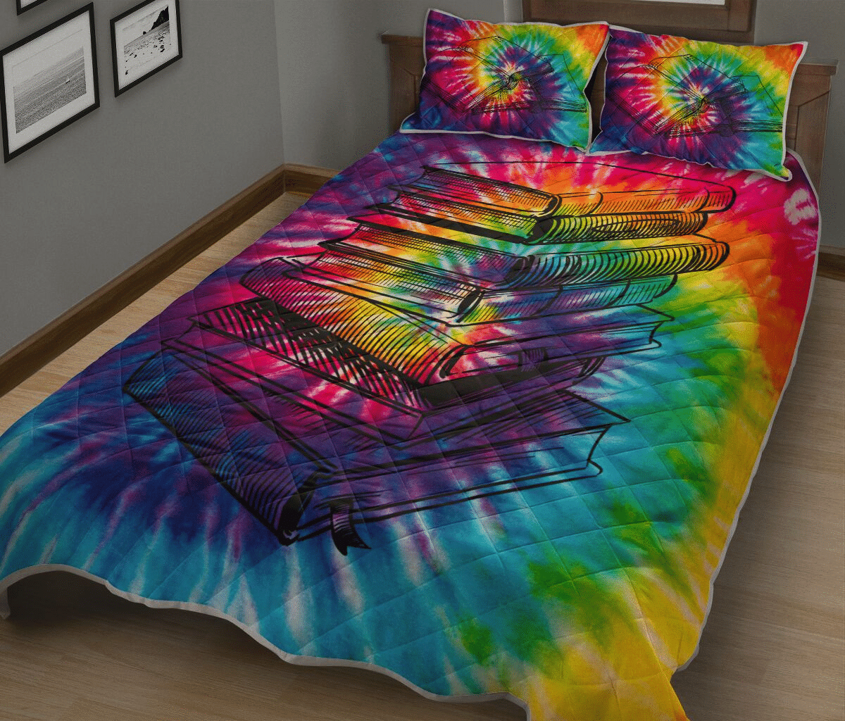 Book Tie Dye Hippie Quilt Set