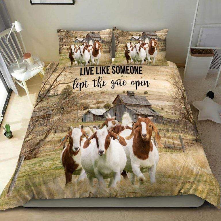 Farmer Goats Left The Gate Open Bedding Comforter Set Duvet Cover Bedding Set