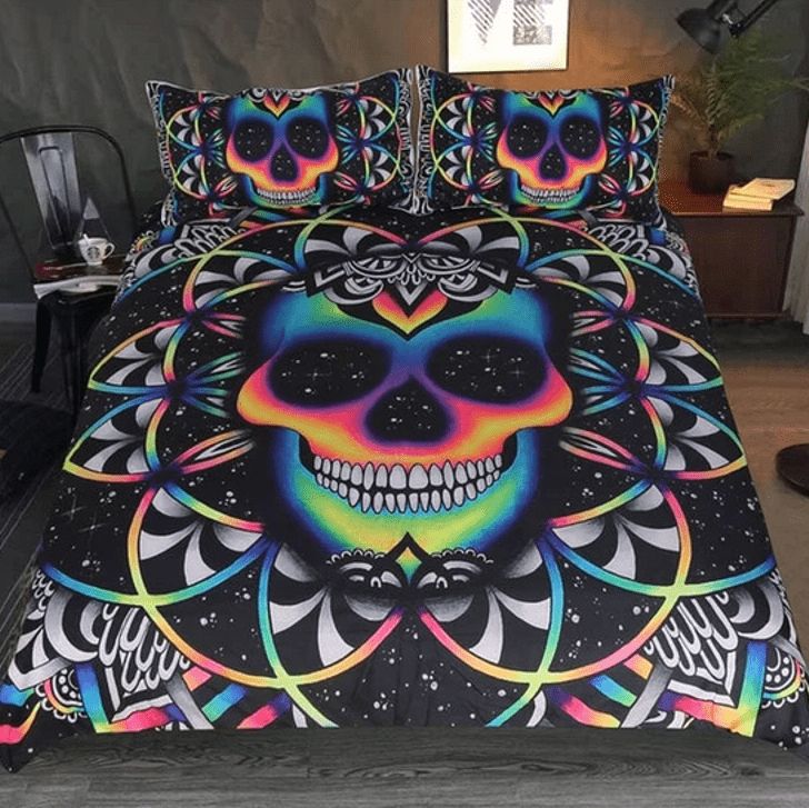 Psychedelic Trippy Skull Duvet Cover Bedding Set