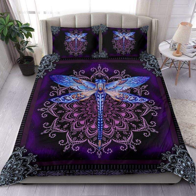 Dragonfly Mandala Purple Duvet Cover Bedding Set