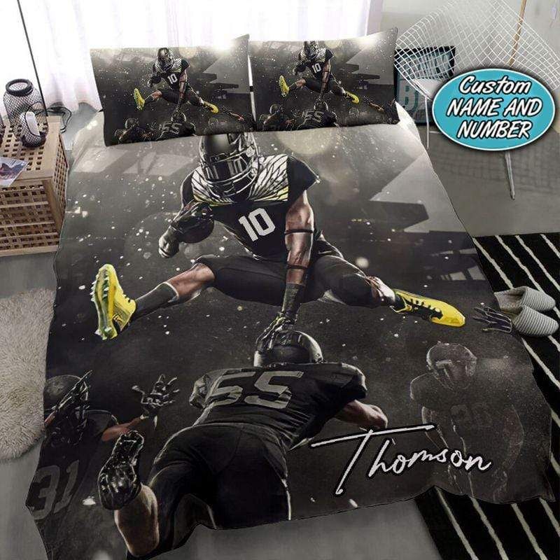 Personalized Football Player Winner Custom Duvet Cover Bedding Set With Your Name And Number