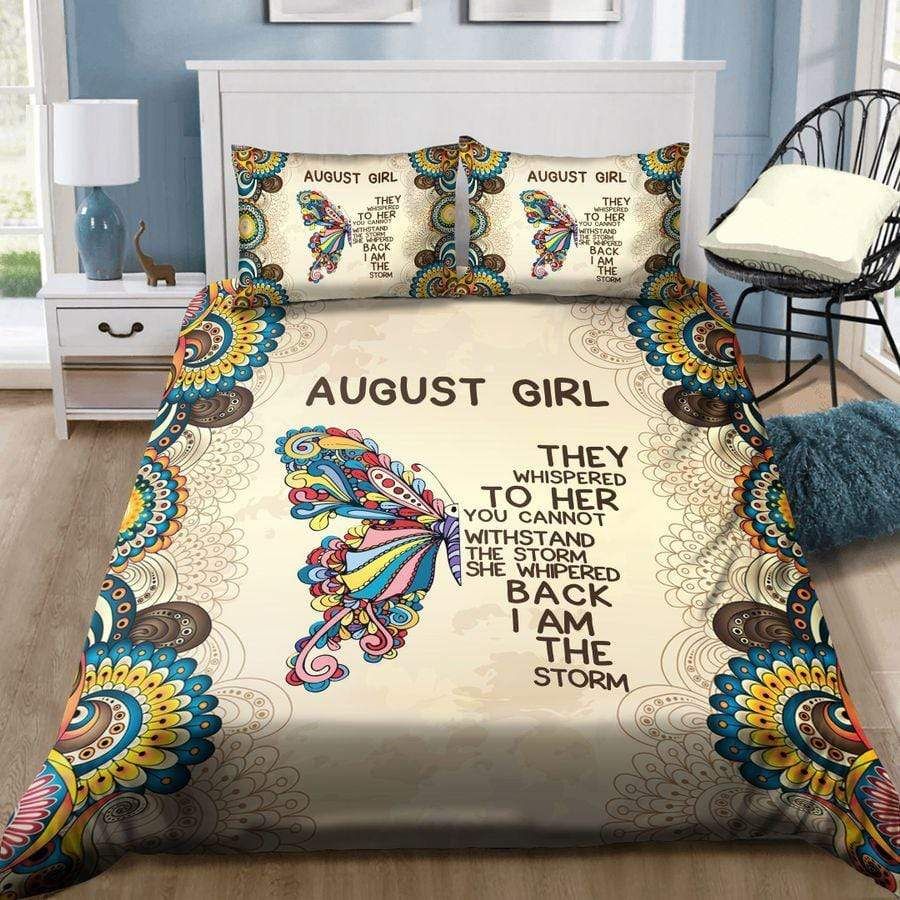 Personalized August Girl Butterfly Bedding Custom Month Duvet Cover Bedding Set