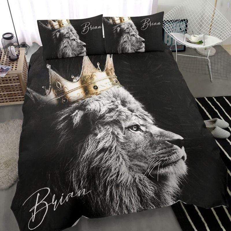 Personalized Lion King Black Background Custom Duvet Cover Bedding Set With Your Name