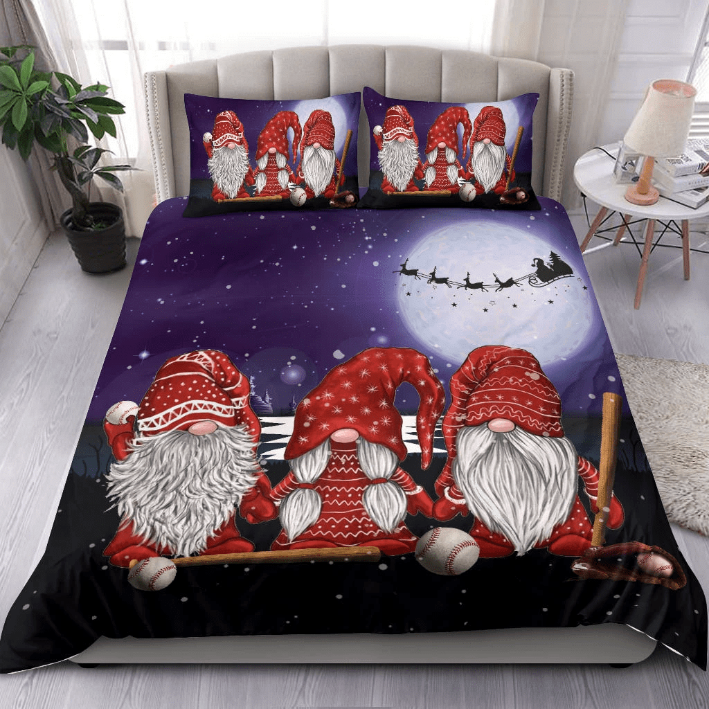 Baseball Christmas Three Gnomes Bedding Duvet Cover Bedding Set