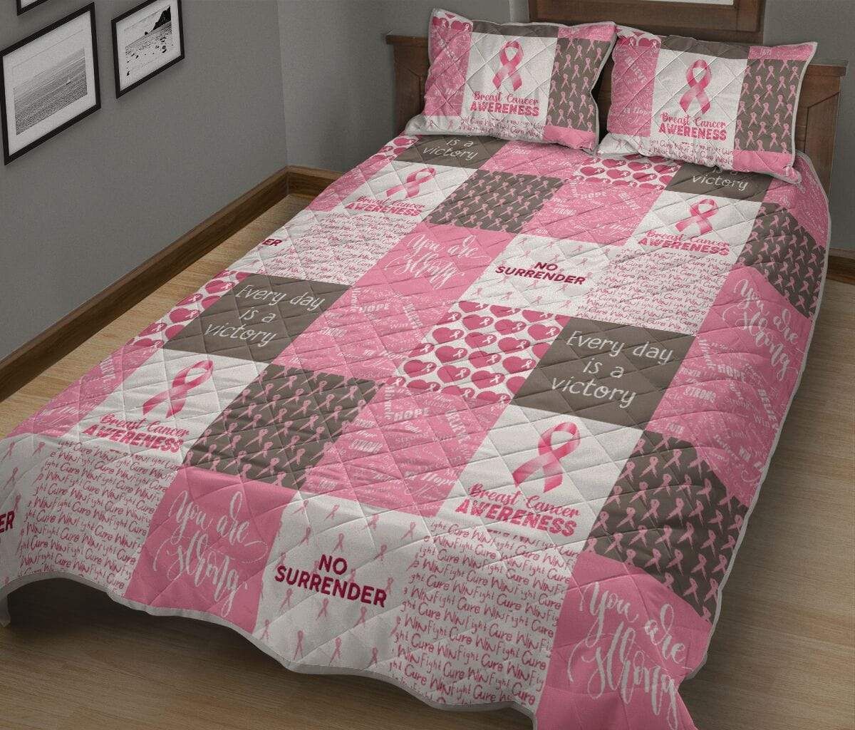 Breast Cancer Awareness Everyday Is A Victory Quilt Set