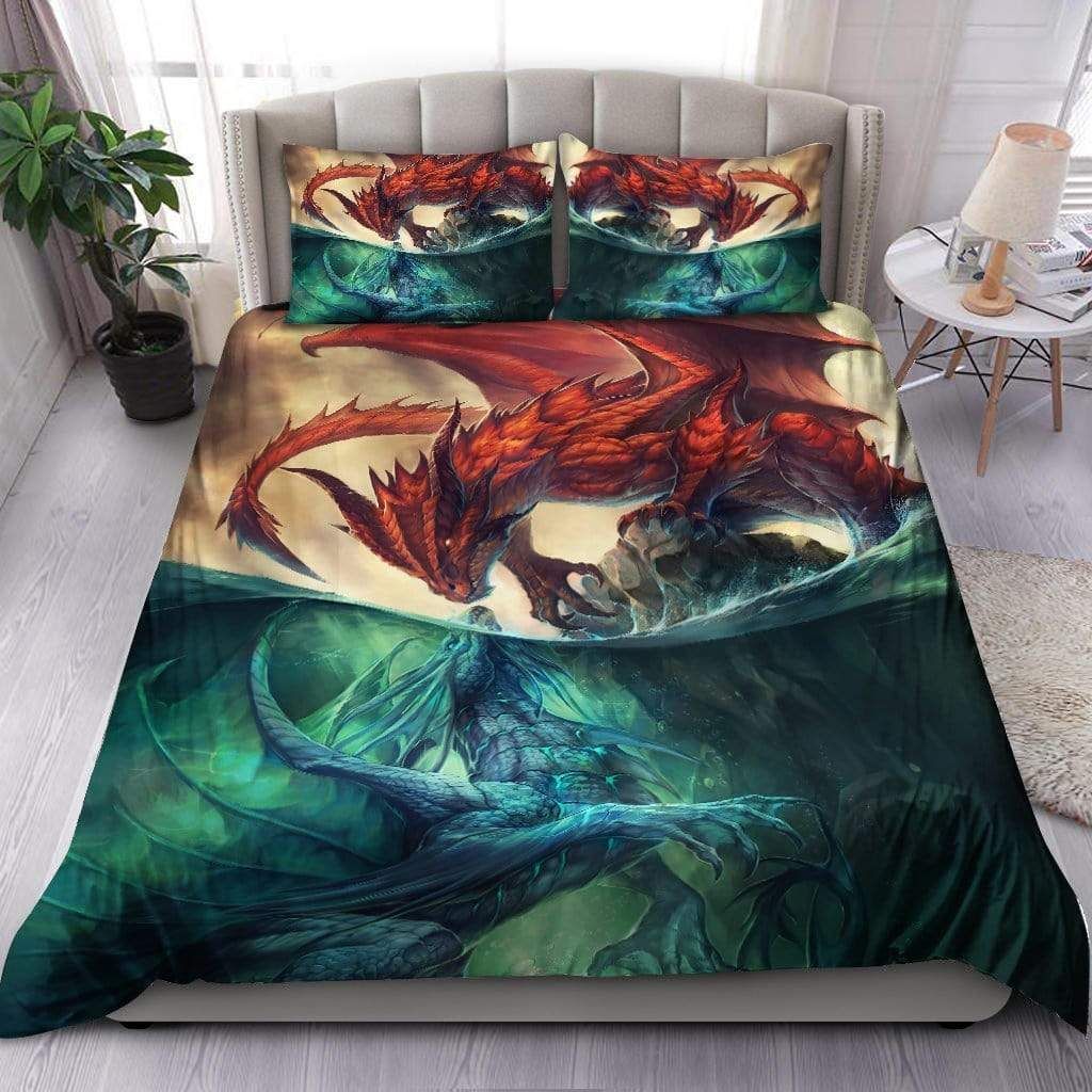 Dragon Fire & Water Duvet Cover Bedding Set