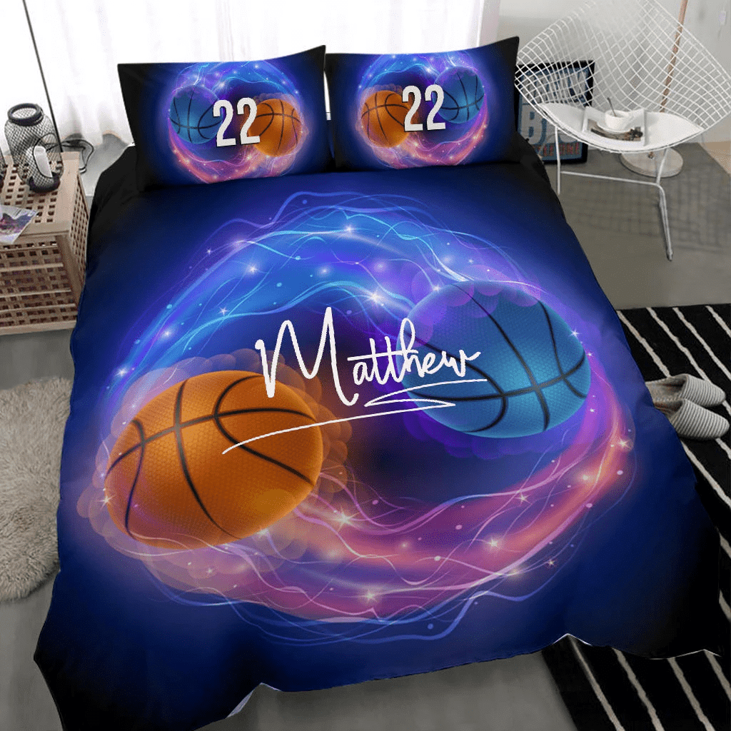 Personalized Basketball Ying Yang Custom Duvet Cover Bedding Set With Your Name And Number