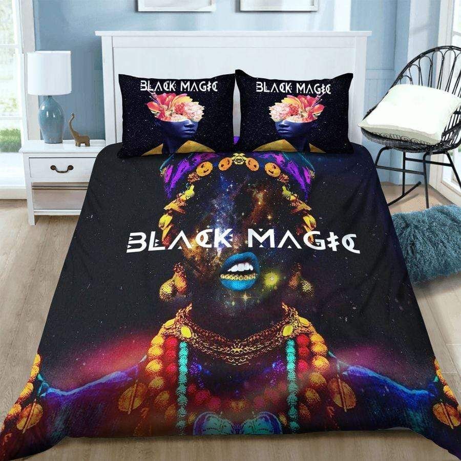 Black Magic Woman Galaxy Duvet Cover Bedding Set