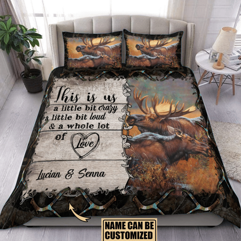 Personalized Deer Whole Of Love Duvet Custom Name Cover Bedding Set