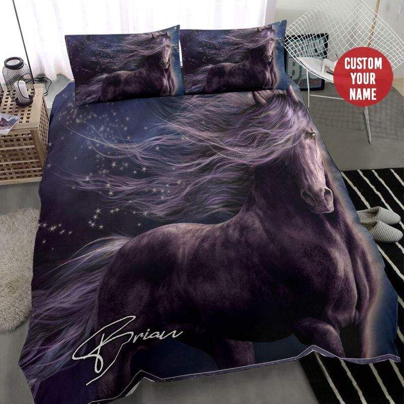 Personalized Horse Galaxy Custom Name Duvet Cover Bedding Set