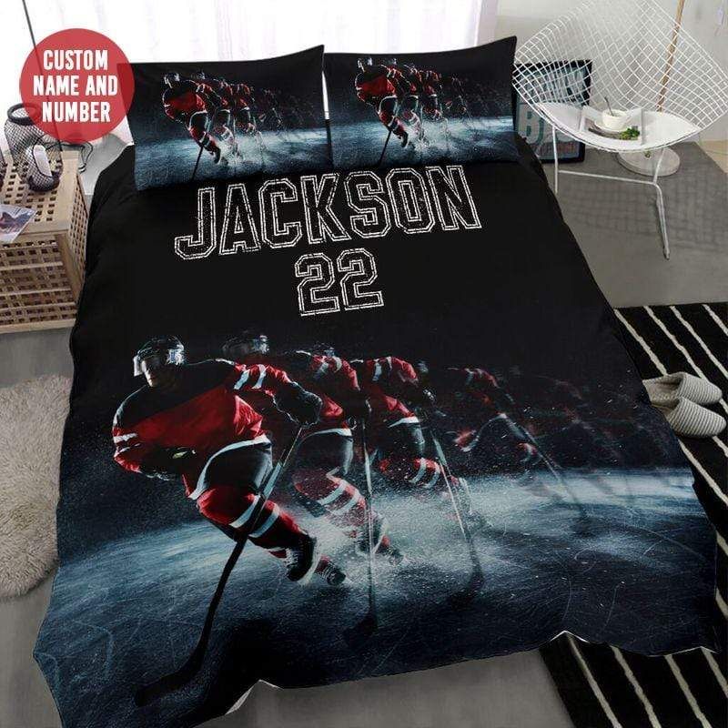 Personalized Hockey Player Shade Custom Duvet Cover Bedding Set With Your Name