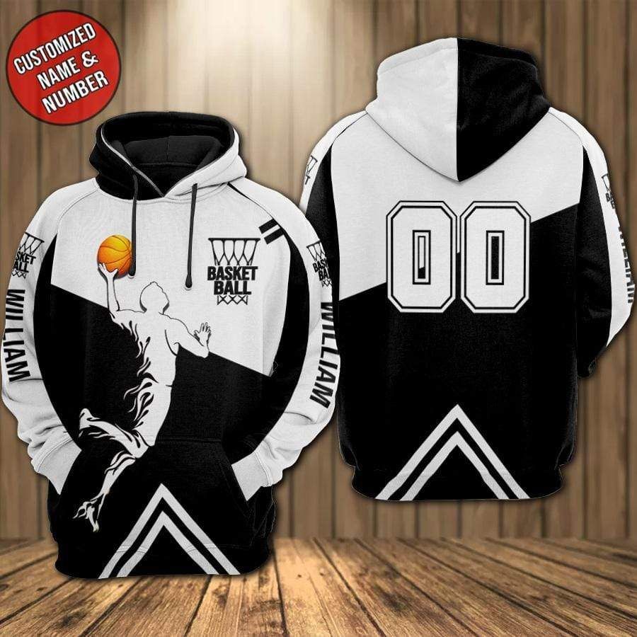 Personalized B&W Basketball Player Hoodie 3D All Over Print