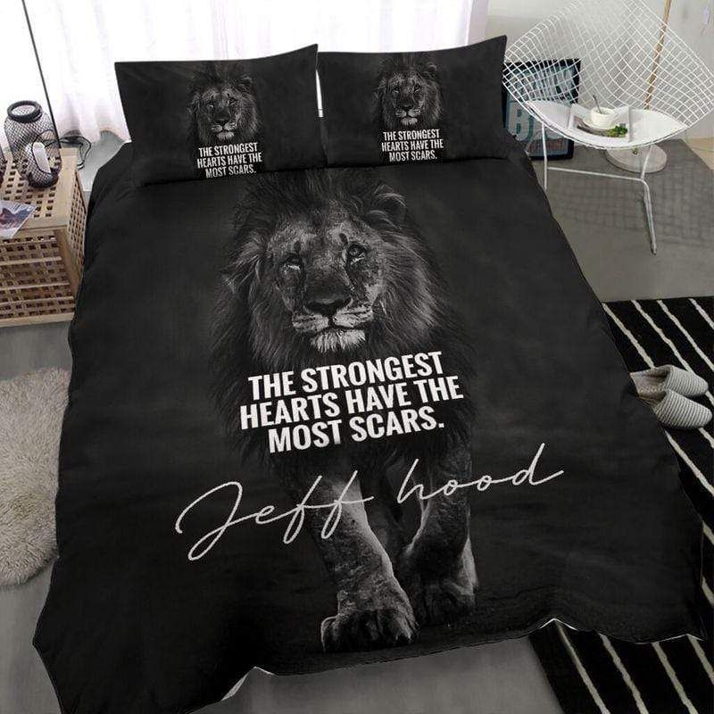 Personalized Lion The Strongest Hearts Have The Most Scars Custom Name Duvet Cover Bedding Set