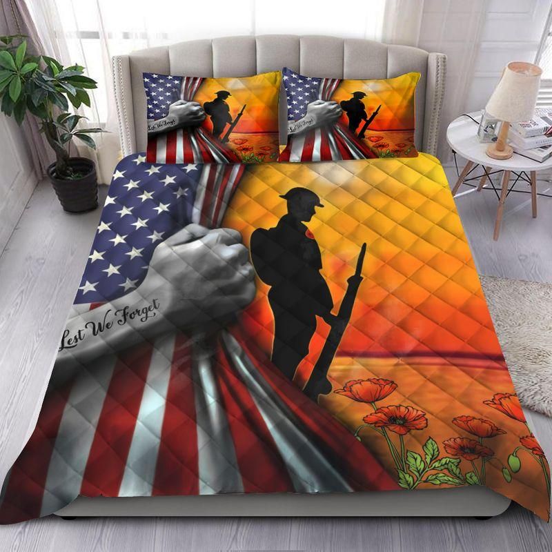 Let We Forget Thank You For Your Service Veteran Day Quilt Set