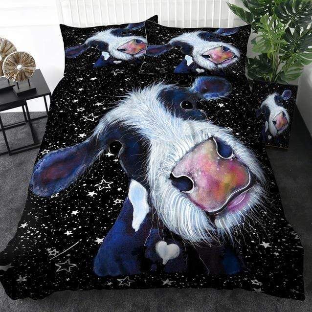 Cute Cow Galaxy Duvet Cover Bedding Set