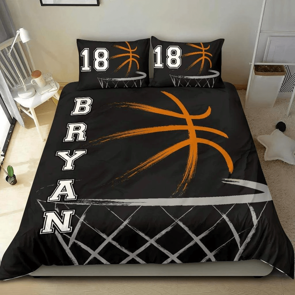 Personalized Basketball Custom Duvet Cover Bedding Set Hoop & Ball With Your Name