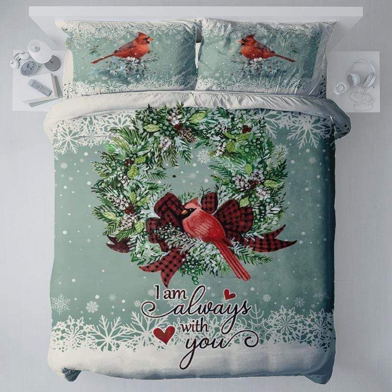 I'M Always With You Cardinal Bird Christmas Duvet Cover Bedding Set