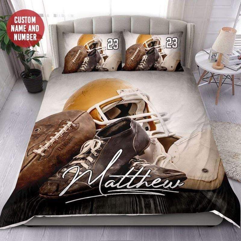 Personalized Football Stuff Vintage Custom Duvet Cover Bedding Set With Your Name