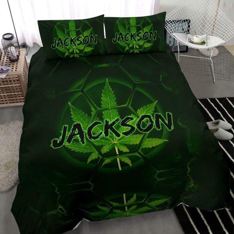 Personalized Weed Soccer Ball Custom Name Duvet Cover Bedding Set