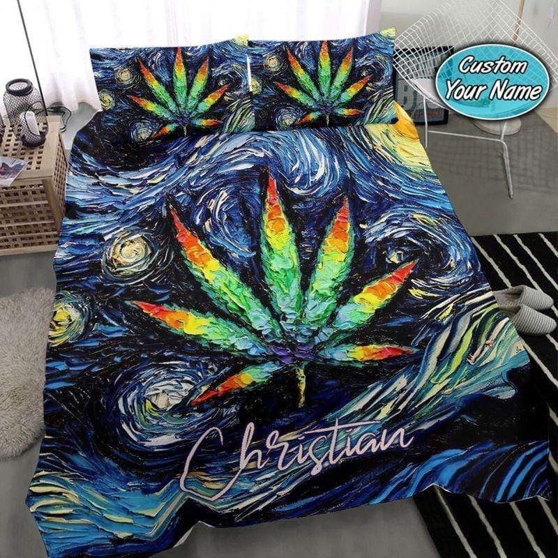 Personalized Weed Starry Custom Name Duvet Cover Bedding Set