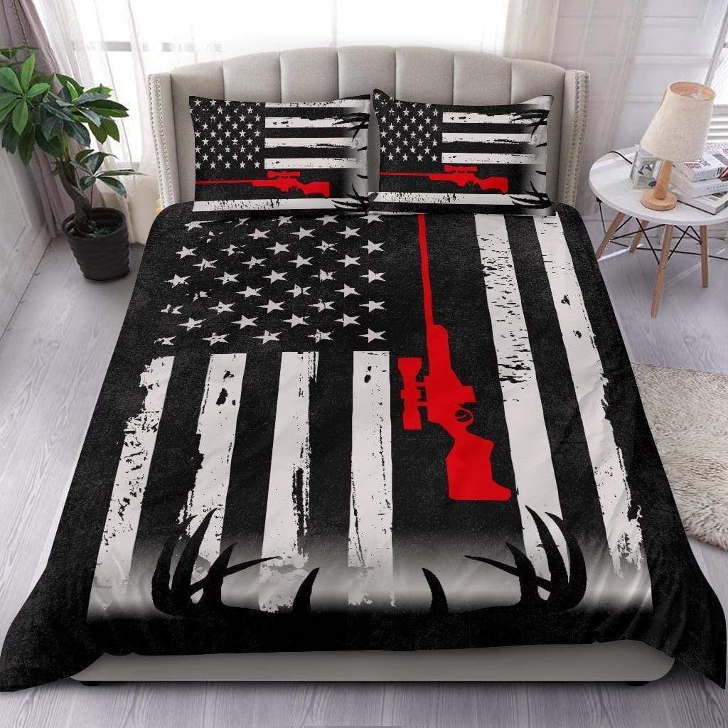 Deer Hunting American Flag Duvet Cover Bedding Set