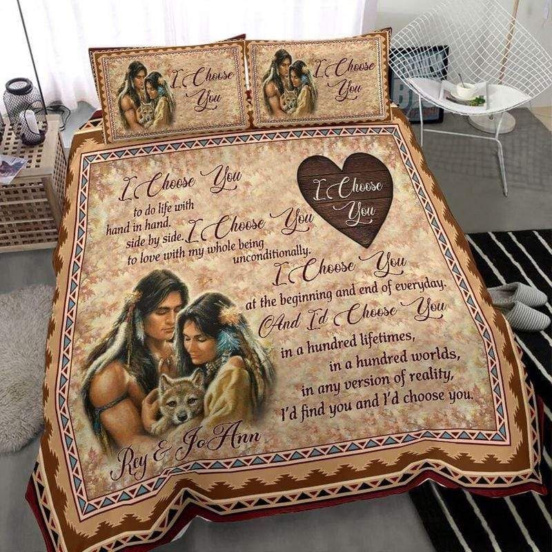 Personalized Native American Couple I Choose You Custom Name Duvet Cover Bedding Set