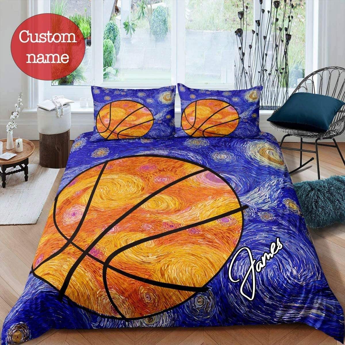 Personalized Basketball Van Gogh Bedding Set With Your Name