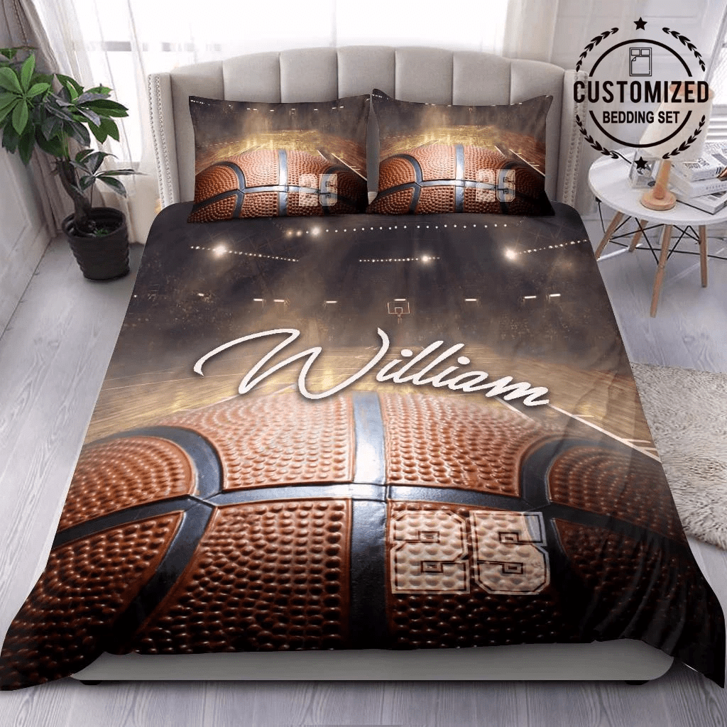 Personalized Basketball Court Vintage Custom Name Duvet Cover Bedding Set