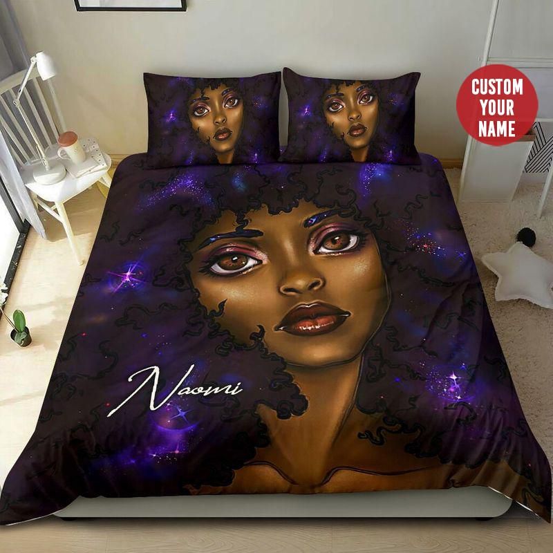Personalized Custom Name Duvet Cover Bedding Set Black Cool Girl Dreamer