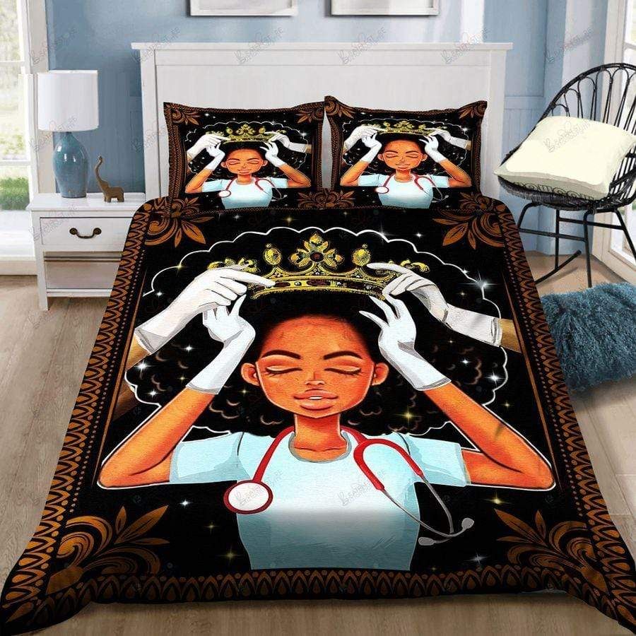 Black Queen Nurse Crown Duvet Cover Bedding Set