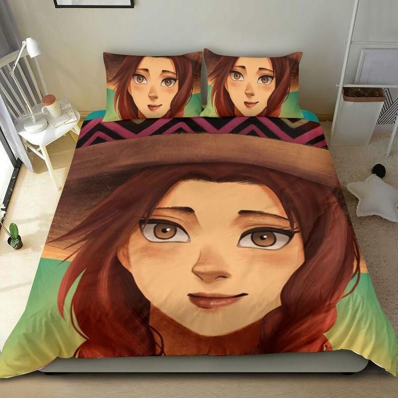 Mexican Girl Art With Cowboy Hat Duvet Cover Bedding Set