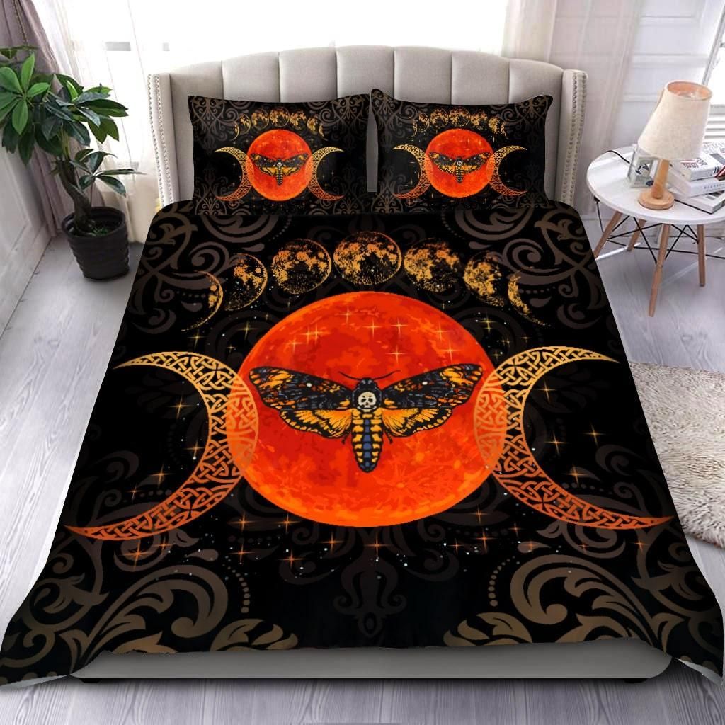 Wicca Red Moon Butterfly Duvet Cover Bedding Set
