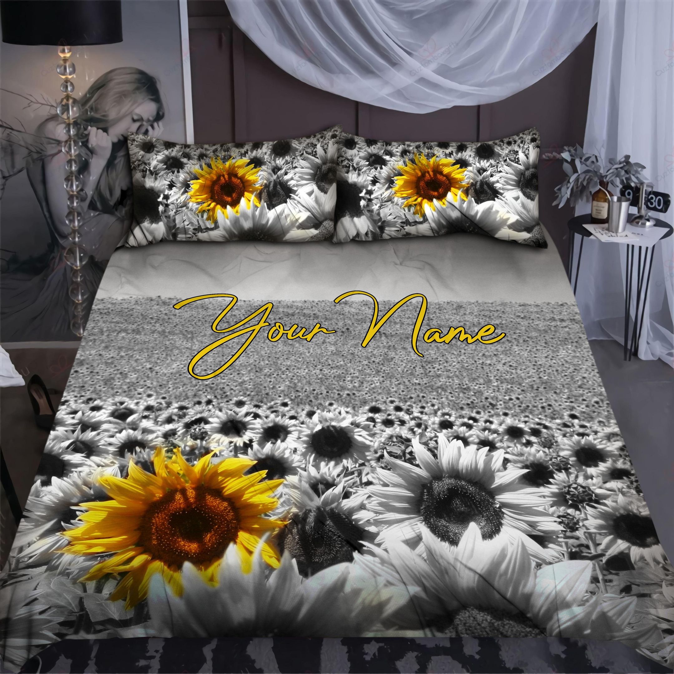 Personalized Be Different Sunflower Bedding Custom Name Duvet Cover Bedding Set
