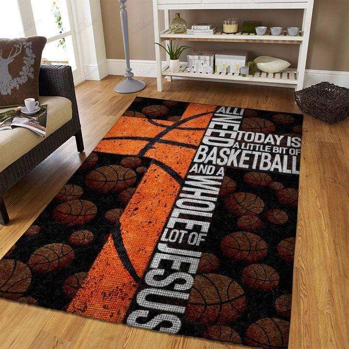 Basketball All I Need Today Is A Little Basketball And Whole Lot Of Jesus Rectangle Rug
