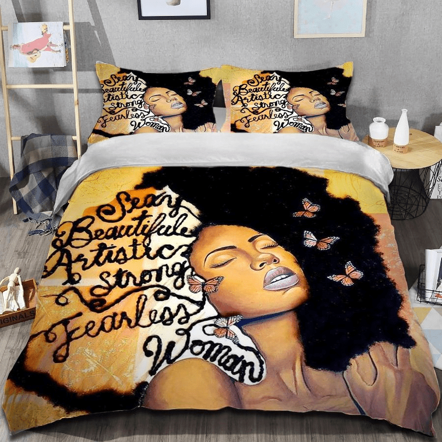 Sexy Beautiful Strong Black Woman Duvet Cover Bedding Set