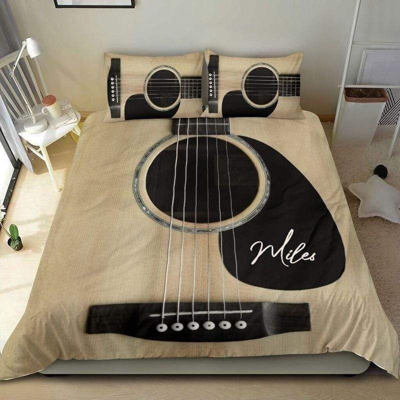 Personalized Music Wood Guitar Bedding Custom Name Duvet Cover Bedding Set