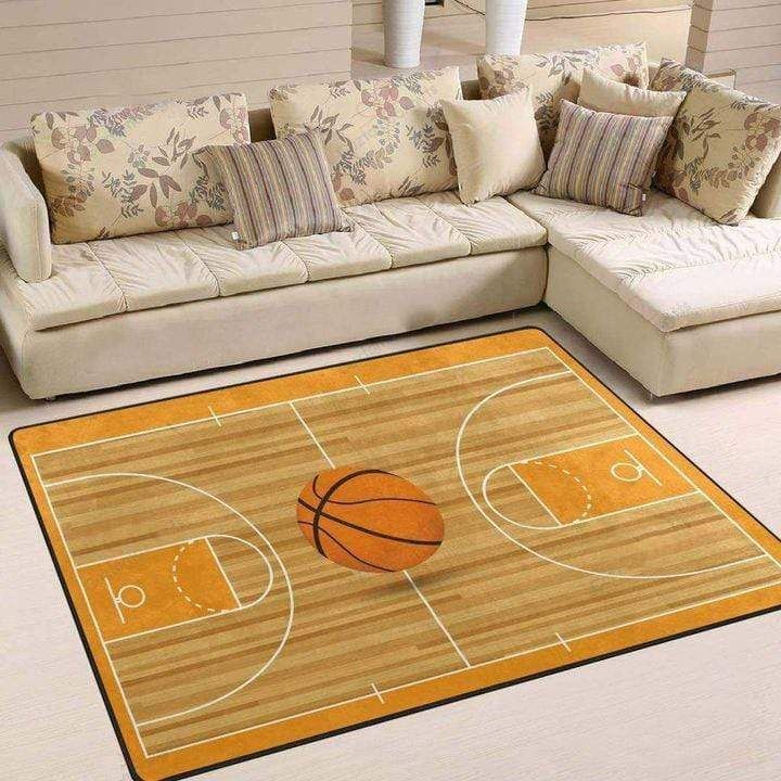 Basketball Court With Ball Rectangle Rug