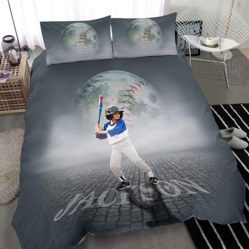 Personalized Baseball Player Smoke Custom Duvet Cover Bedding Set