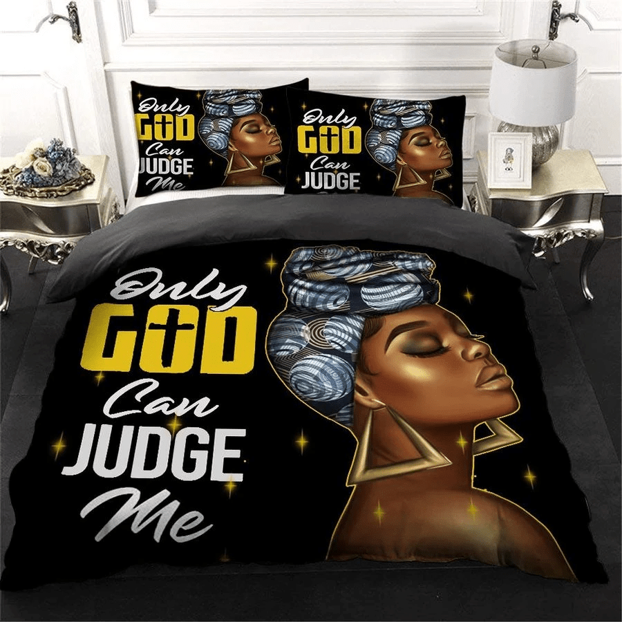 African Black Woman Only God Can Judge Me Duvet Cover Bedding Set