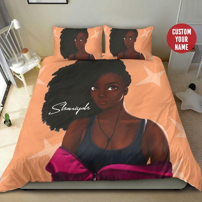 Personalized African American Black Girl Magic Custom Name Duvet Cover Bedding Set