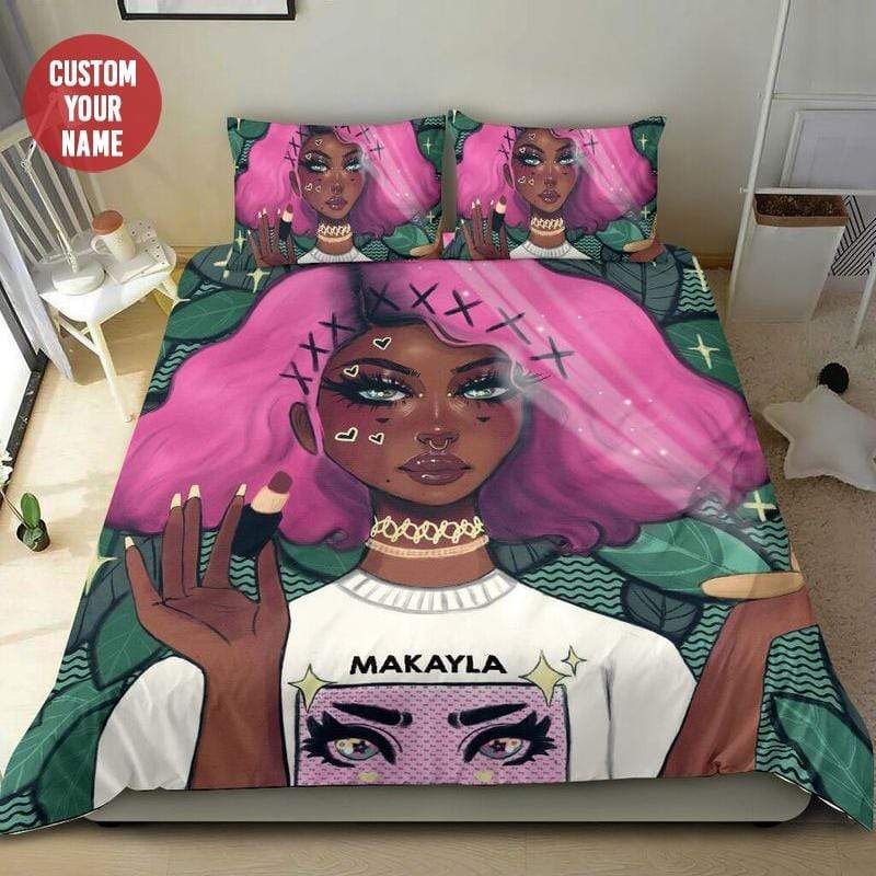 Personalized Queen Of African Makeup Girl Duvet Cover Bedding Set Custom Name