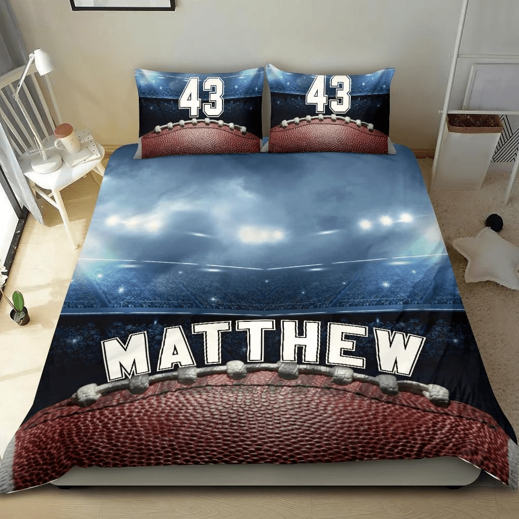 Personalized Football Custom Duvet Cover Bedding Set Stadium With Your Name