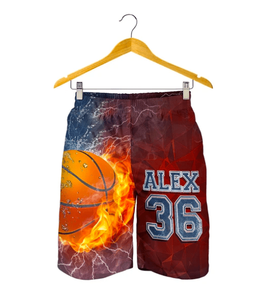 Personalized Fire Basketball Men Shorts With Your Name & Number