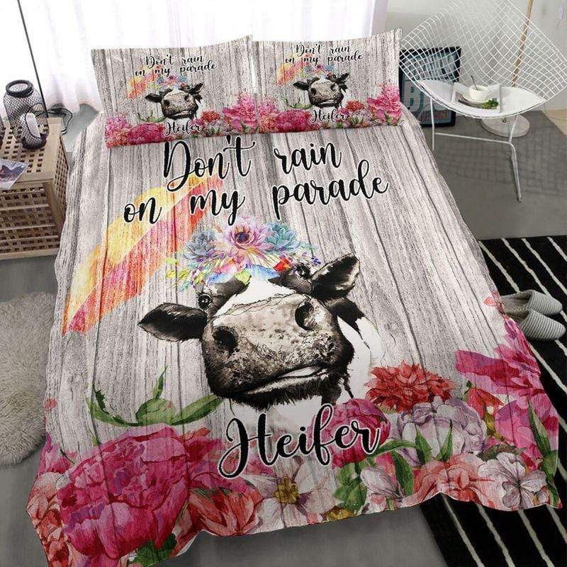 Personalized Cow Don'T Rain On My Parade Custom Name Duvet Cover Bedding Set